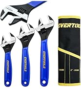Evertools 3-piece Adjustable Wrench Set with Organizer bag, 6-inch&amp;8-inch&amp;10-inch Cr-V Steel Wren...