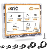 mankk 222PCS Cable Clips Wire Clips Assortment Kit Nylon Plastic R-Type Cable Clamps 6 Sizes (3/1...