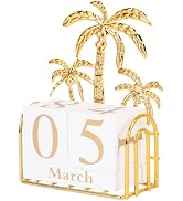 Toddmomy 1 Set Perpetual Calendar Vintage Rustic Wooden Block Calendar Month Date Display Calenda...