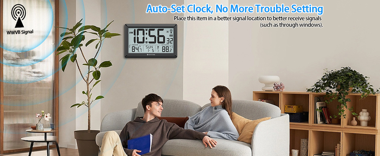 digital wall clock no need setting