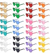 NACHLYNN 36 Pairs Heart Sunglasses for Women 12 Colors Rimless Heart Shaped Sunglasses Heart Glas...