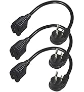 Short Flat Plug Extension Cord 1 Foot- Low Profile Angle Flat Plug Ground 1FT Indoor AC Extension...