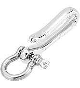 PH PandaHall 1pc U Shape Hook Keychain Brass Solid Keychain Hook D-Ring Anchor Shackle Clasps Sil...