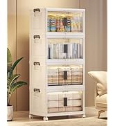 OlarHike 48QT Lockable Storage Bins with Lids - Folding Storage box with Doors and Wheels, Collap...