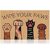 Wipe Your Paws - 17"x29" - Coir Door Mat with Heavy Duty Backing - Welcome Mats for Entryway, Por...