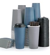 100 Pack 20oz Paper Coffee Cups, Disposable Coffee Cups with Lids, Sleeves and Stirring Sticks, H...