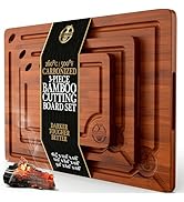 Deer &amp; Oak 3-Piece Carbonized Bamboo Cutting Board Set, Pre-Oiled Wooden Cutting Boards for Kitch...