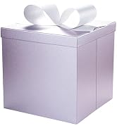 LaRibbons Large Gift Boxes with Lids, 10x10x10 Inches Purple Square Foldable Gift Boxes for Birth...
