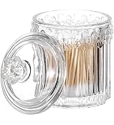 rejomiik Qtip Holder Glass Apothecary Jars with Lids Bathroom Accessories Vanity Organizers and M...