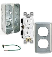 Outlet Box Kit, 2x4'' Utility Electrical Box, Tamper Resistant 20 Amp Duplex Receptacle Outlet, D...