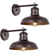 2-Pack Oil Rubbed Bronze Wall Sconces, Farmhouse Exterior Barn Light Fixtures, Outdoor Wall Light...