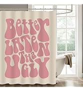 Shovagy Better Late Than Ugly Shower Curtain, Cute Shower Curtain Funny Waterproof Shower Curtain...