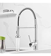 OWOFAN Spring Kitchen Sink Faucet Commercial Single Handle Single Lever Kitchen Faucet with Pull ...