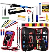 Soldering Iron Kit, 60W 110V Soldering Iron Adjustable Temperature, Desoldering Pump, 5 Solder Ti...