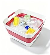 GIMWA 2.6 Gal(10L) Collapsible Camping Sink, Magenta Space-Saving Collapsible Dish Basin with Dra...