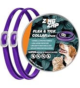 ZingZap Flea &amp; Tick Collar 2-Pack Purple, Protects from Biting Insects, Adjustable Fits Both Dogs...