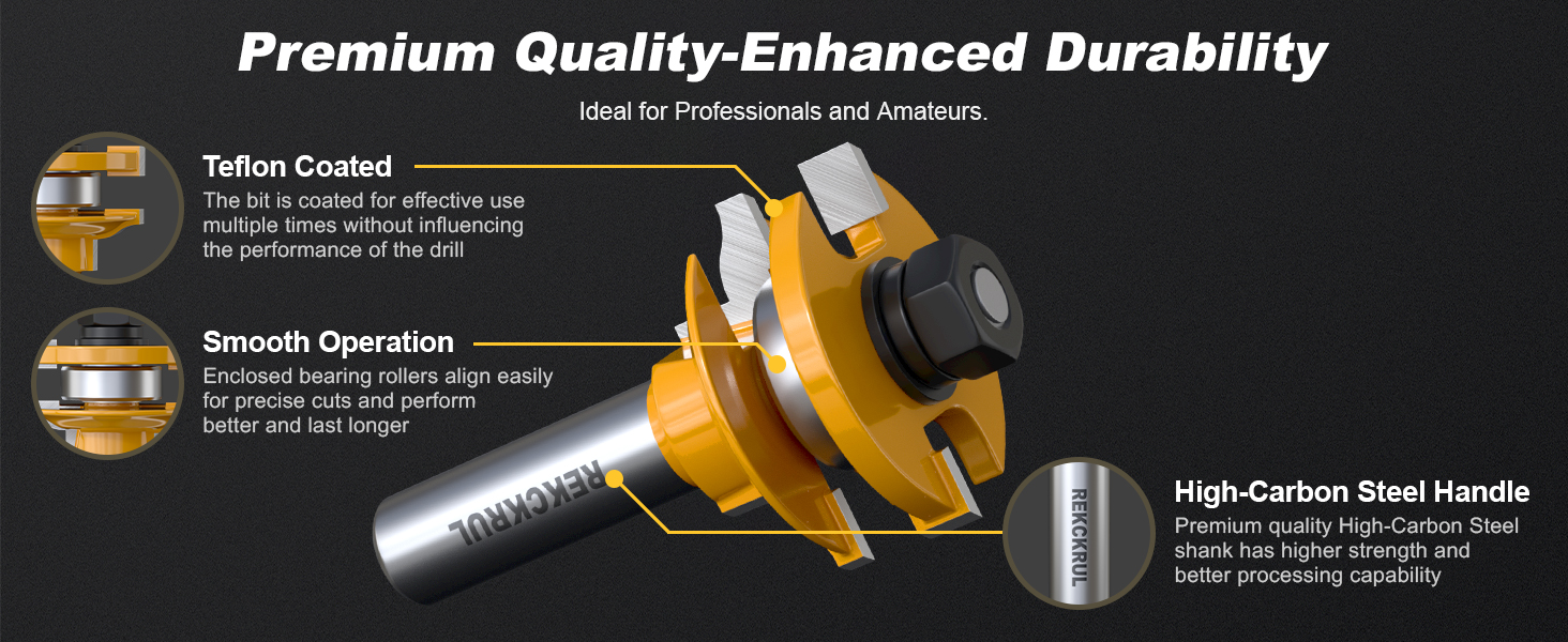 REKCKUL Professional 3PCS Ogee Style Rail and Stile Router Bit Set