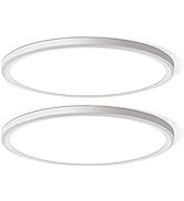 WKONCLDY Two Pack 4700lm LED Flush Mount Ceiling Light, Super Slim 16 inch 5000K LED Ceiling Ligh...