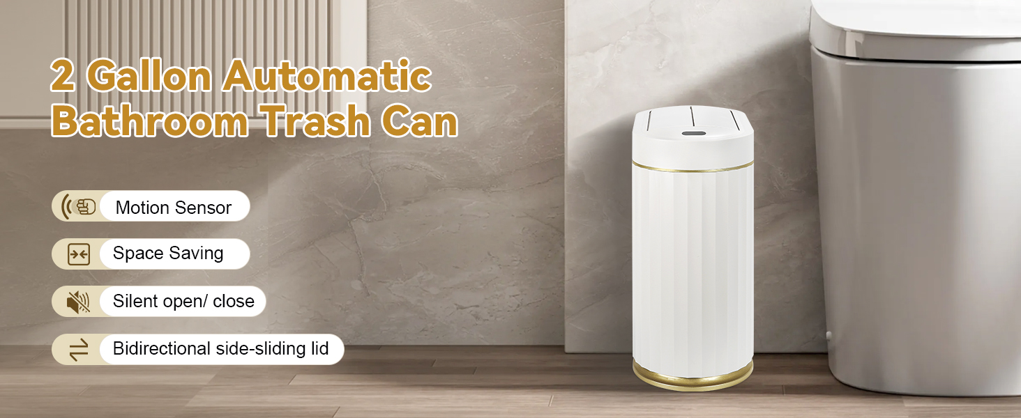white motion sensor smart trash can butterfly lid1