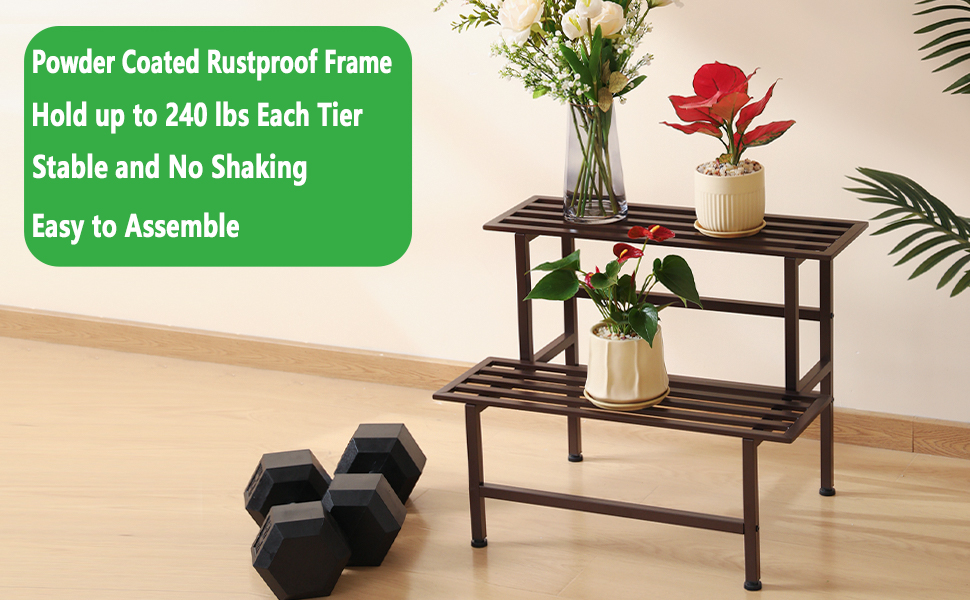 dipion 2 tier ladder metal plant stand outdoor indoor