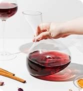 GoodGlassware Wine Decanter – Personal Red Wine Carafe with Wide Base and Aerating Punt - Crystal...