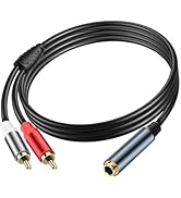 JSADZKJ 6.35mm to 2 RCA Cable 1/4 Inch TRS Mono Female to Dual RCA Male Audio Cable 1/4 Inch TRS ...