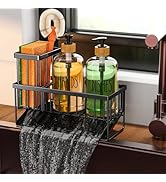 Cisily Kitchen Dish Soap Dispenser Set with Black Sponge Holder and 2 Pack 16.9oz Clear Glass, Di...