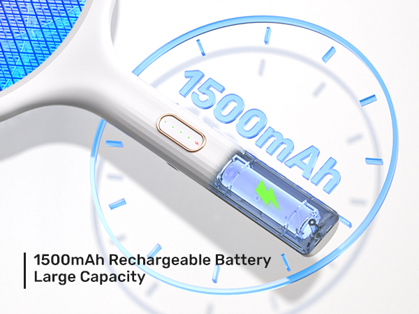 Electric Fly Swatter 4000V Bug Zapper Racket Dual Modes Mosquito Killer