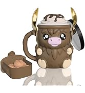 Highland Cow Ice Cream Pint Holder with Handle, Leak-Proof Ice Cream Container with Snack Drawer ...