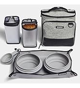 Cleverpup, Large 7-Piece Bistro Box Dog Food Travel Kit, 12-Cup Kibble Storage, 2 Silicone Bowls,...