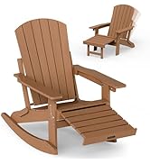 SUUNYN Adirondack Rocking Chair with Retractable Ottoman, 4-in-1 Foldable Reclining Patio Chair, ...
