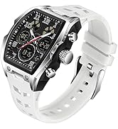 FANMIS Watch for Men Fashion Hollow Unique Rectangle Dial Wristwatch Waterproof Sport Digital Ana...
