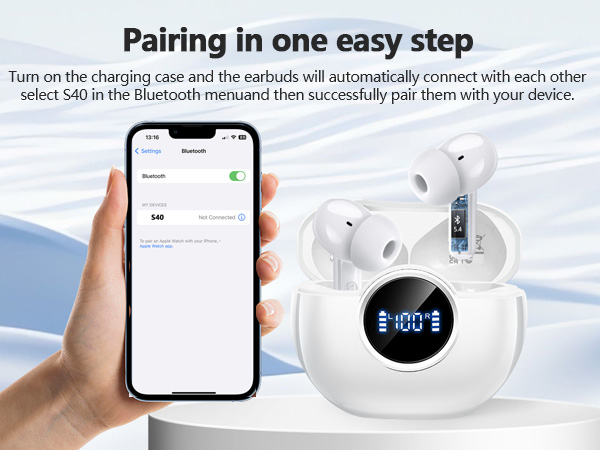 Wireless Earbuds 2025 NEW Bluetooth 5.4 Headphones Bass 3D Stereo, In-Ear Earphones with 4 ENC