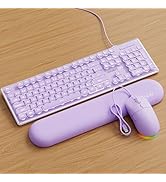 EWEADN GX710S Wired Light up Keyboard and Mouse Combo with Wrist Rest, Silent Computer Keyboard w...