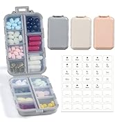 3 Pack, 14 GRIDS Travel Pill Organizer Box with Labels - Travel Medicine Case Kit - Pocket Daily ...