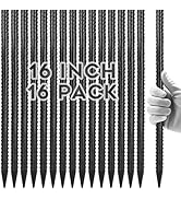 Gbekery 16 Inches Rebar Stakes(16pcs) Heavy Duty Straight Metal Ground Anchors with Chisel Point ...