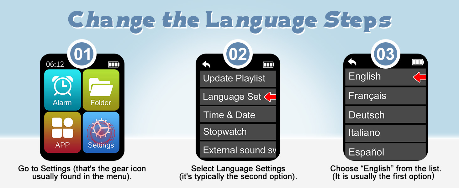 Change the language Settings