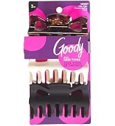 Goody SlideProof Large Claw Clips - 3 Ct, Tortoise Print, Black Matte &amp; Ivory, Secure Grip Hair S...