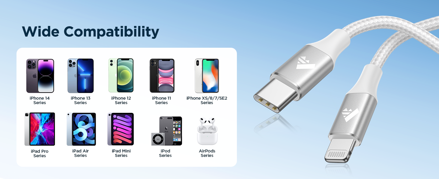 short USB C to Lightning Cable 1ft