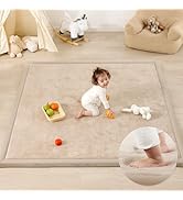 PaPaMat 1.3" Thick Baby Play Mat for Floor Playpen, 50x50 Foam Tummy Time Mat, Padded Support Sof...