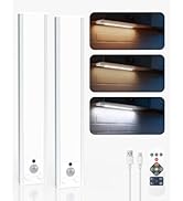 Yiliaw 2-Pack LED Under Cabinet Lighting, Rechargeable Wireless Cabinet Lights, 9" Motion Sensor ...