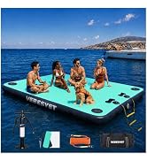 VEBESYET Inflatable Floating Dock with Soft Ladder, 6 inch Thick Non-Slip Inflatable Dock Floatin...