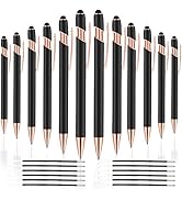 FIRCRE 12 PCS 2 in 1 Stylus Ballpoint Pens,Pen with Stylus Tips, 1.0 mm Black Ink Metal Pen Stylu...