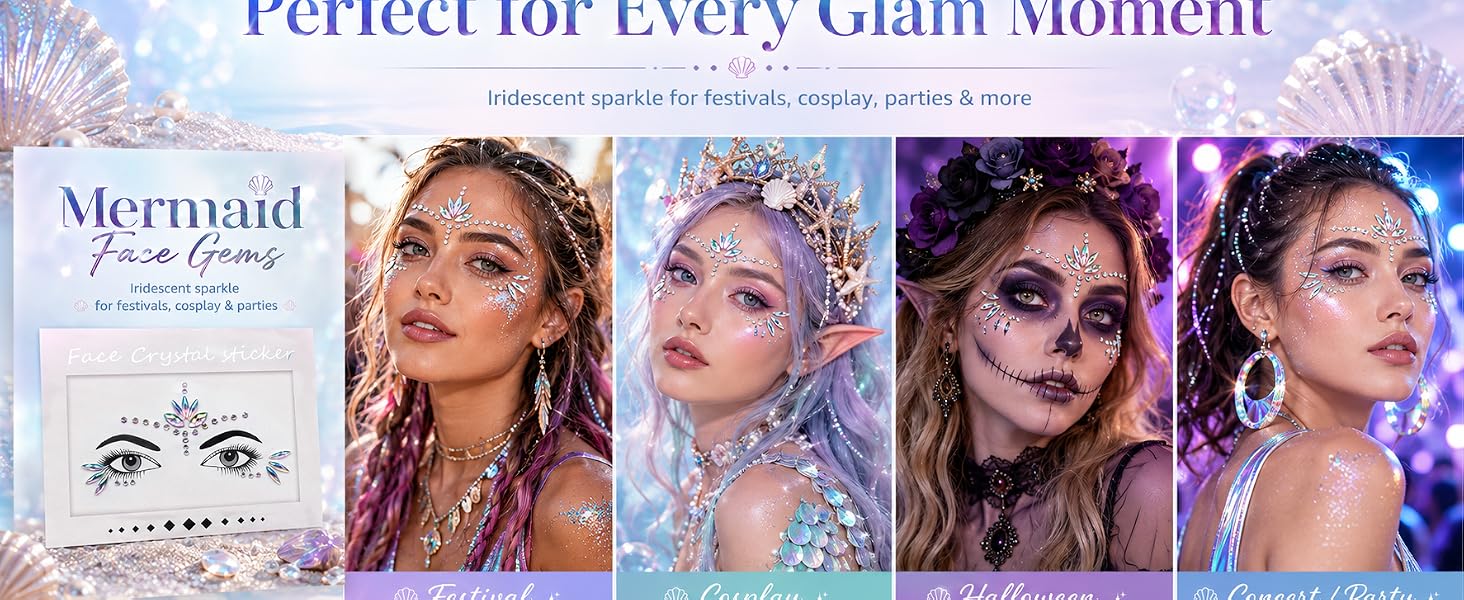 Halloween party festival cosplay face gems jewels