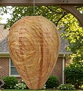 GWHOLE 4 Pack Fake Wasp Nest Decoy, Hanging Fake Hornets Nest for Yellow Jackets Outdoor Garden H...