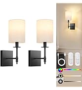 14.5 inch Battery Operated Wall Sconces Set of 2 with Remote, Rechargeable Wireless Wall Lights w...
