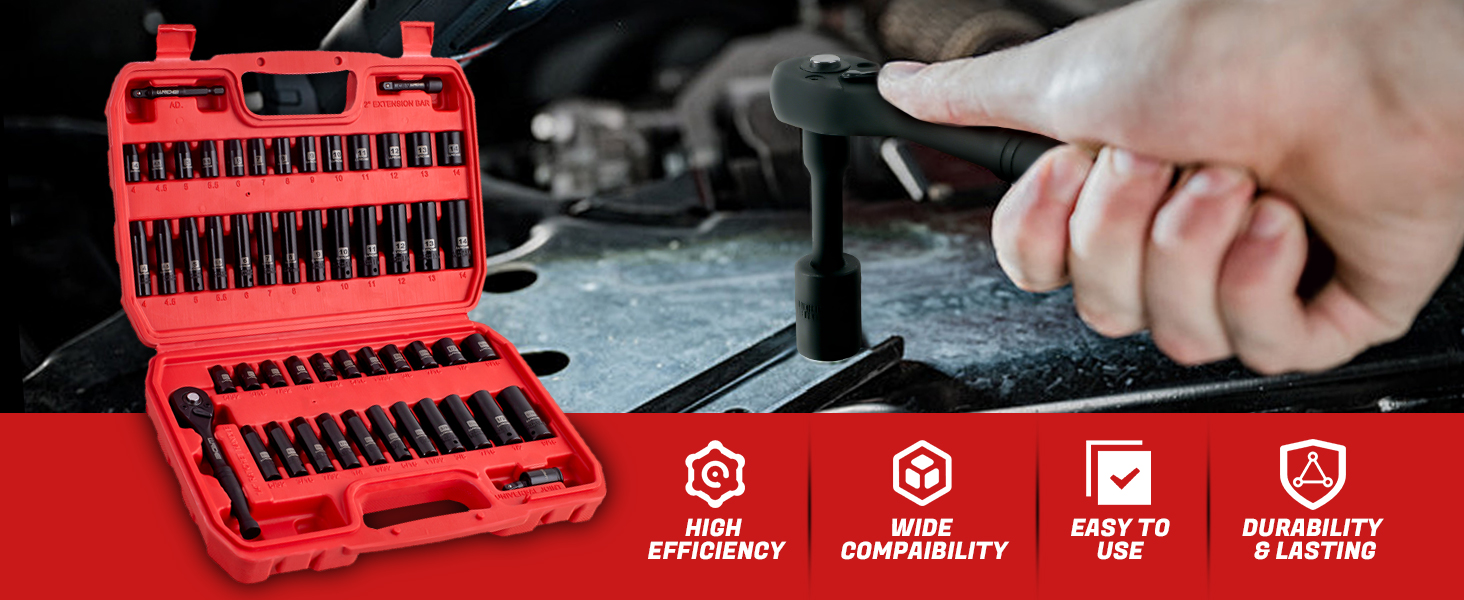 1/4”Drive Impact Socket Set