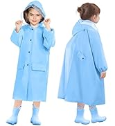 LAMA Kids Raincoat with Hood, Lightweight Raincoat for Girls, Kid Long Rain Jacket