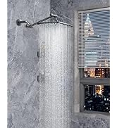 Veken 11.8" Black Rain Shower Head, Rectangular Rainfall Showerheads with 11" Stainless Steel Exe...