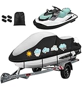 Jet Ski Cover 3 Seater,420D Waterproof Jetski Covers with 2 Vents &amp; 4 Windproof Buckles UV Protec...